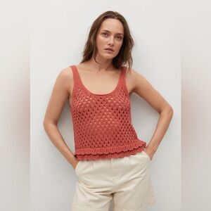 Mango Coral Crochet Knit Tank Top